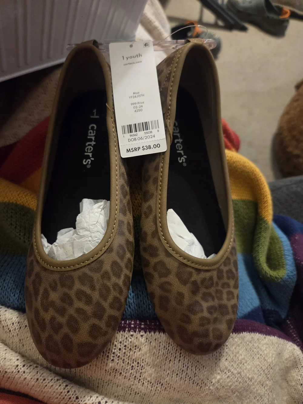 Carter's Youth Leopard Print Ballet Flats in Brown